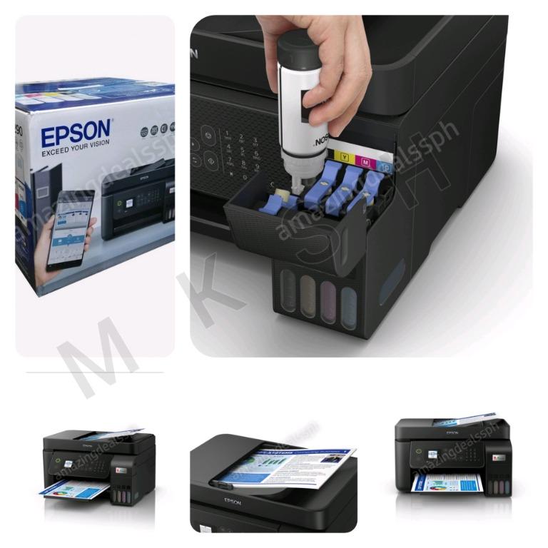 L5290 EPSON EcoTank Multifuntion Wi-Fi Printer with Fax (Category: Printers, Scanners & Copiers) located in Manila. Submitted by sportshubb (Listing ID 1126185813, Image 1). Description: L5290 EPSON EcoTank Multifuntion Wi-Fi Printer with Fax 17, 700 THE RELIABLE ALL-IN-ONE BUSINESS COMPANION The economical, multifunction EcoTank L5290, lets you print, scan, copy and fax with ease. Ideal for businesses, this printer comes with a full suite of con