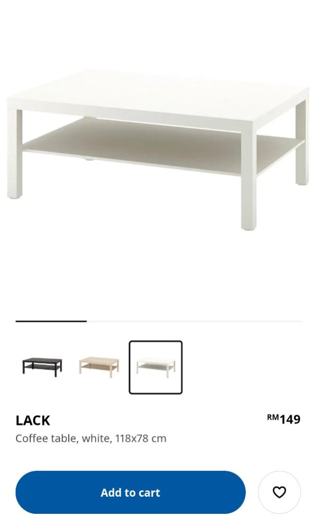 Lack IKEA coffee table, white 118x78, Furniture & Home Living