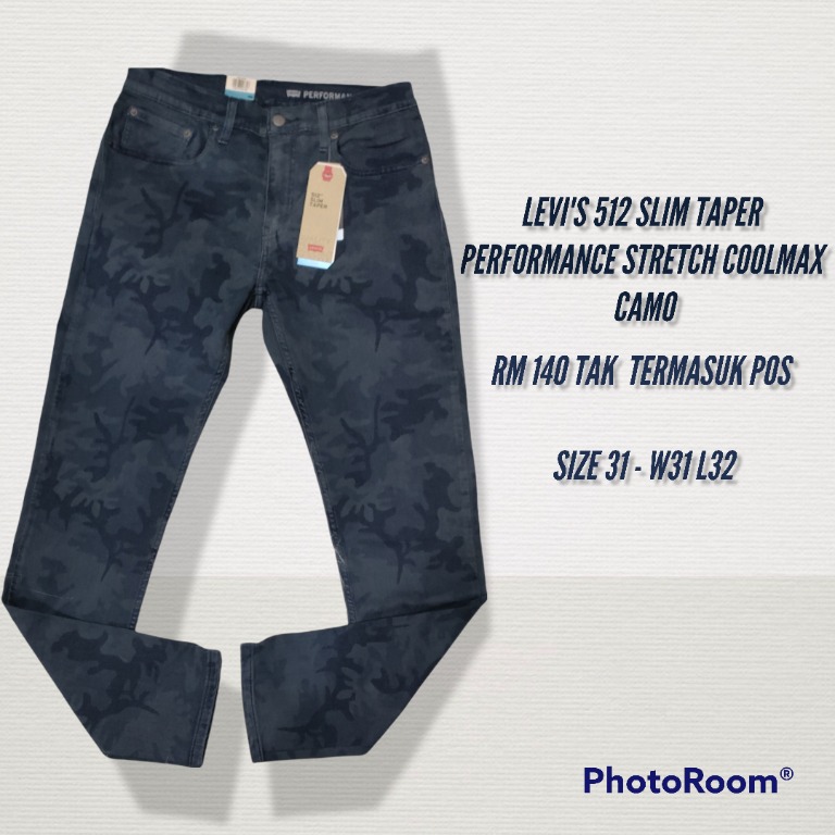 CLEARANCE) Levi's 512 SLIM TAPER PERFORMANCE STRETCH COOLMAX CAMO, Men's  Fashion, Bottoms, Jeans on Carousell