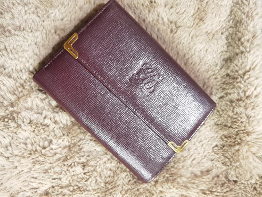 Louis Quatorze Maroquinerie Burgundy Leather Credit Card Bifold