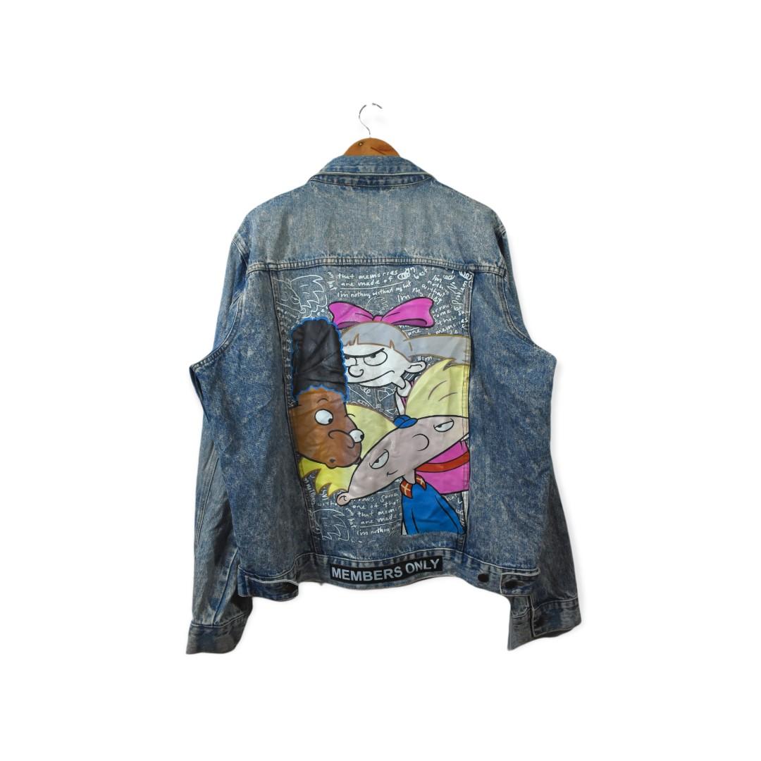 Members Only x Hey Arnold 90s Kid Rare Denim Jean Stone Washed