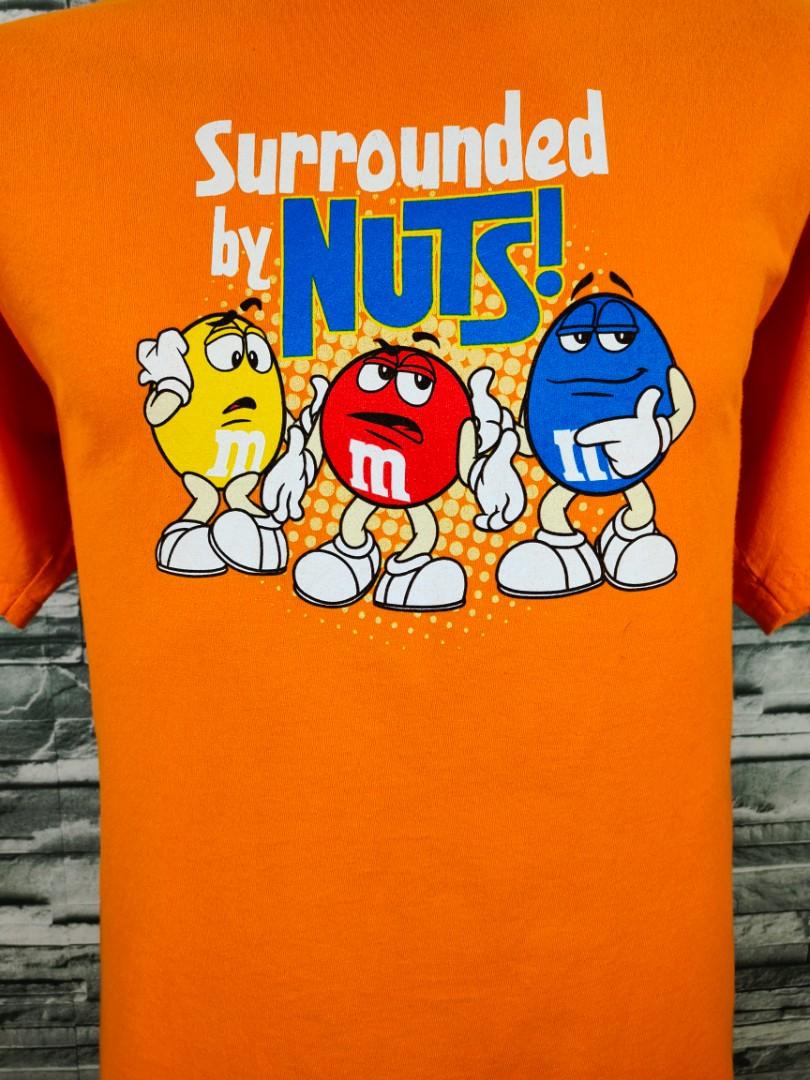 M&M Candy Surrounded By Nuts Orange Shirt, Men's Fashion, Tops