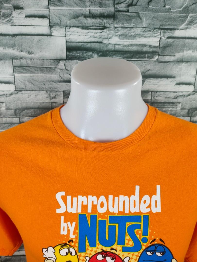 M&M Candy Surrounded By Nuts Orange Shirt, Men's Fashion, Tops