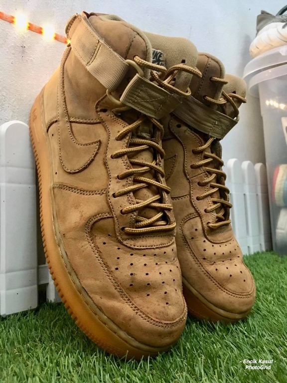 NIKE Air Force 1 High Flax Wheat 9uk, Men's Fashion, Footwear