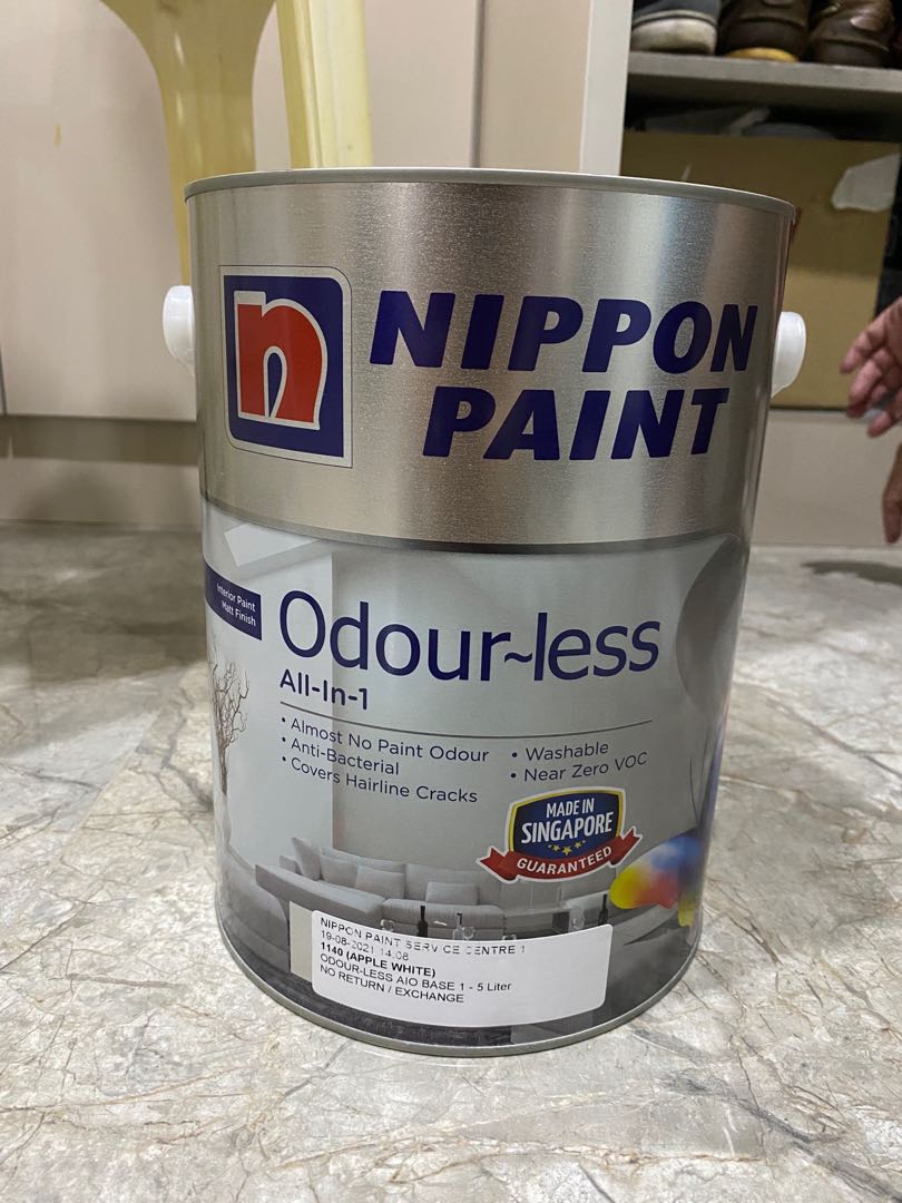 Nippon Odourless Paint (Apple white) 5L, Furniture & Home Living, Home