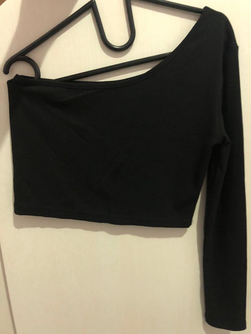 one shoulder top / crop top, Fesyen 