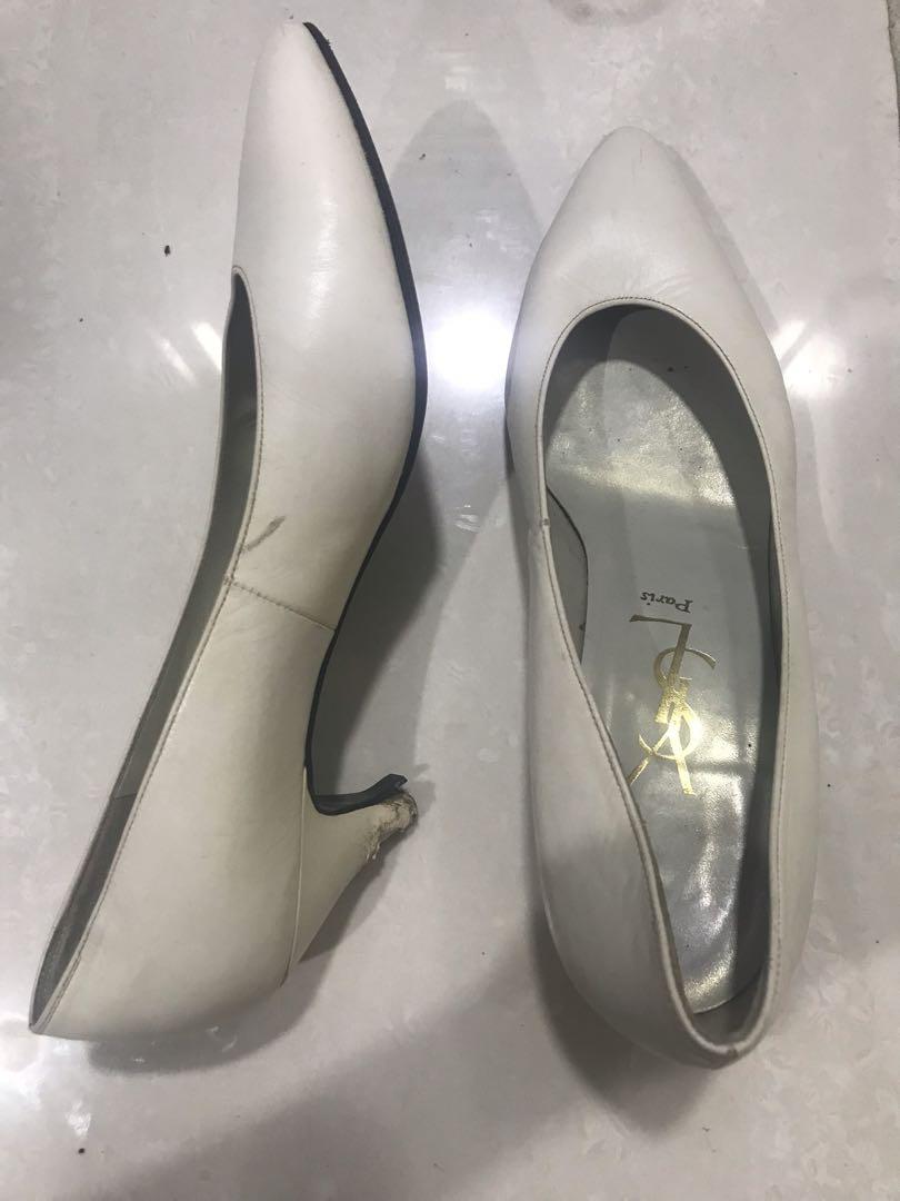 Original YSL white kitten heels, Women's Fashion, Footwear, Heels on