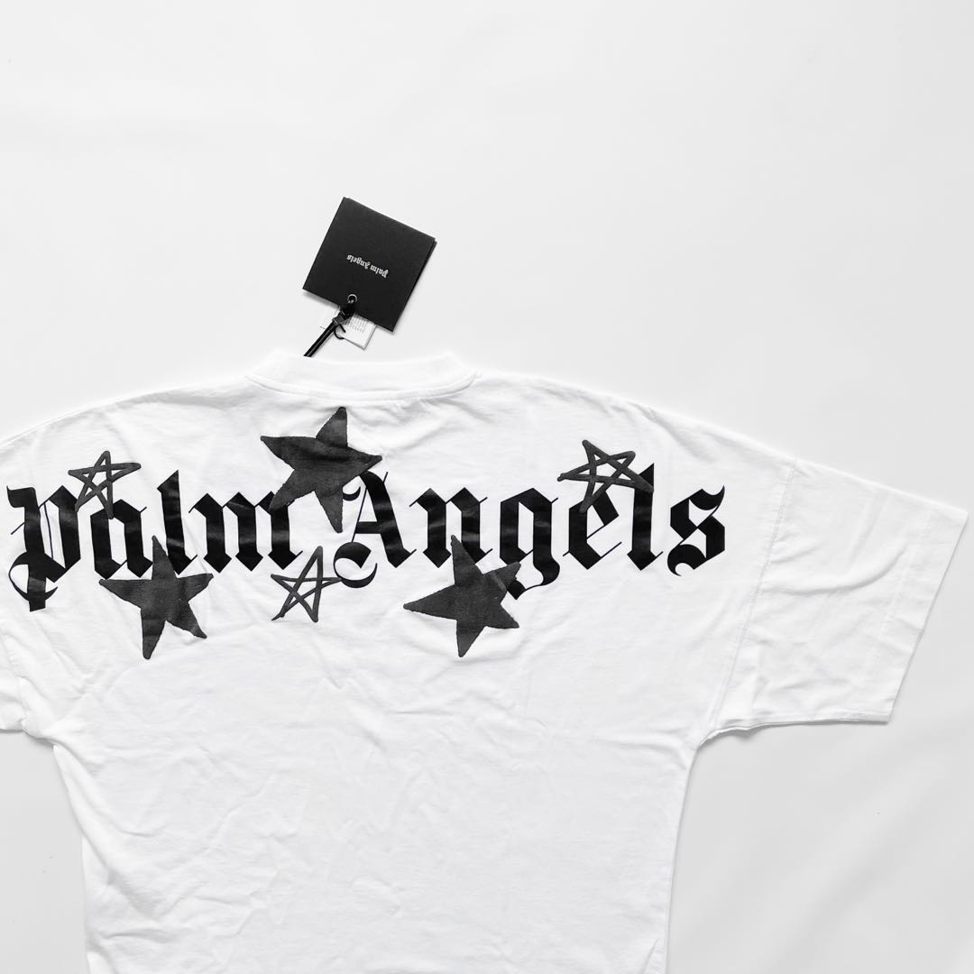 Palm Angels Shooting Stars Oversized T-Shirt White Black Men's - FW21 - US