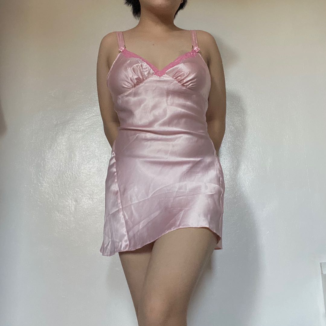 Pink lingerie slip dress || Y2K LOLITA KAWAII COTTAGECORE