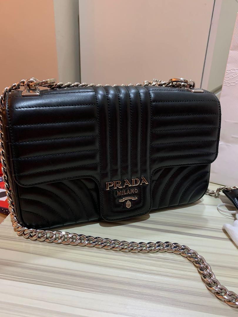 Prada soft calf impunture shoulder deals bag
