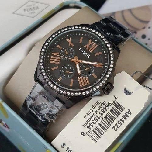 FOSSIL CECILE CRYSTAL BLACK DIAL TONE 