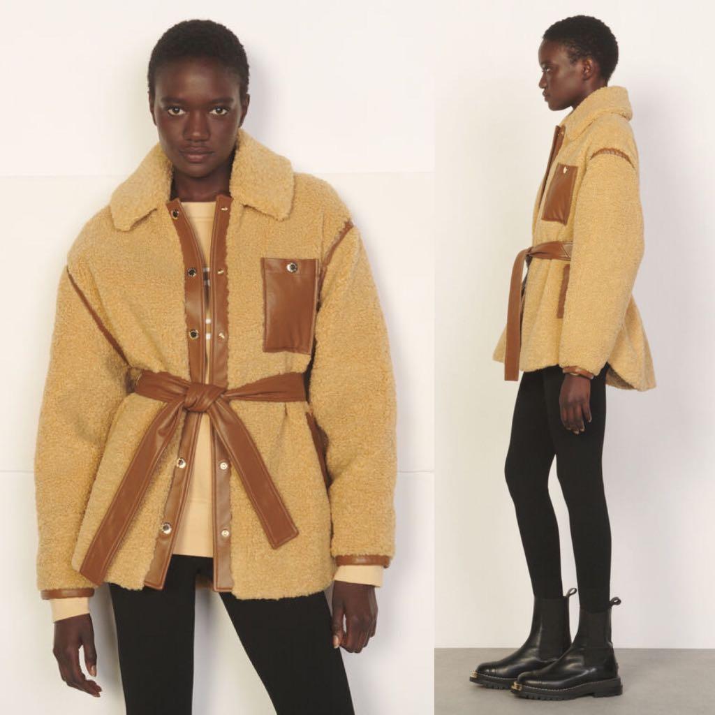 Sandro top camel coat