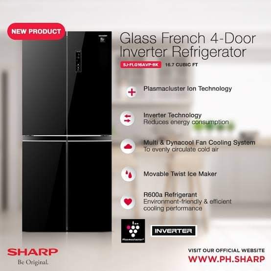 SHARP FRENCH DOOR REFRIGERATOR SJFLG16AVPBK 16.7 cuft, TV & Home Appliances, Kitchen