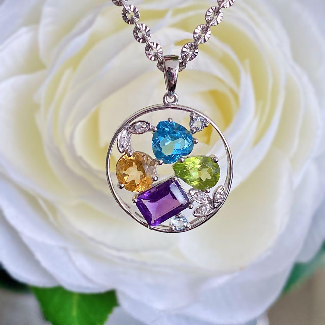 White gold outlet gemstone pendant