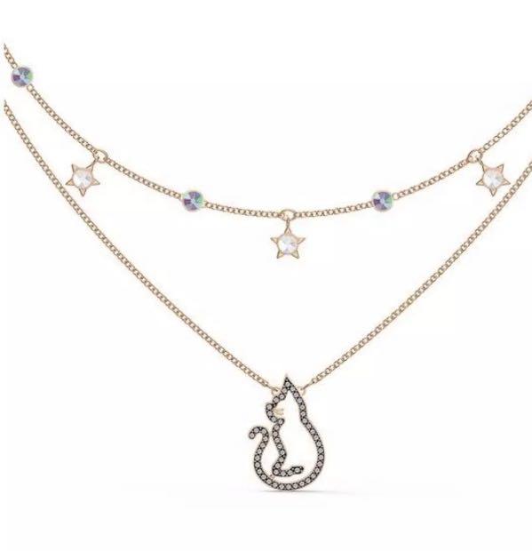 Swarovski Cattitude Moon Stars Double necklace Women s Fashion