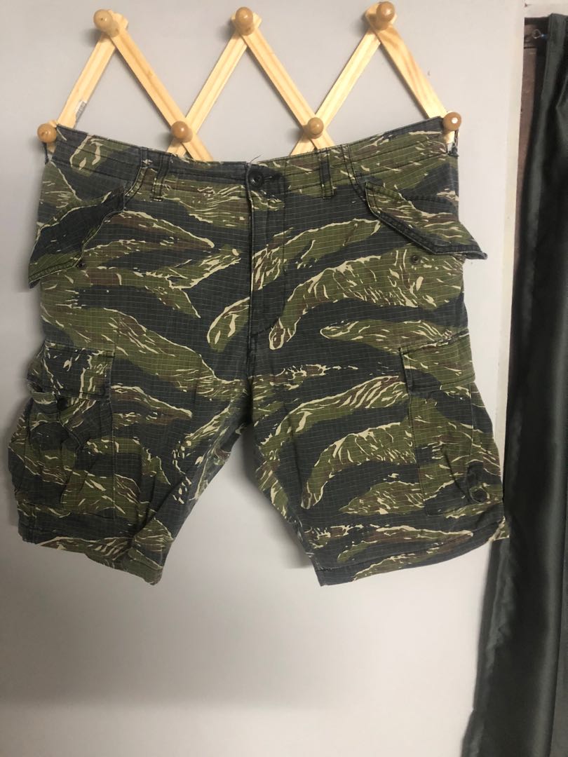 TIGER STRIPE short cargo, Men's Fashion, Bottoms, Trousers on Carousell