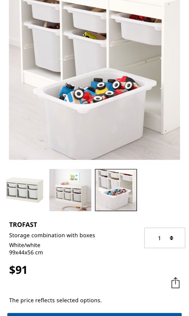 IKEA TROFAST Storage Combination with Boxes, 99x44x56 cm, White/White :  Home & Kitchen 