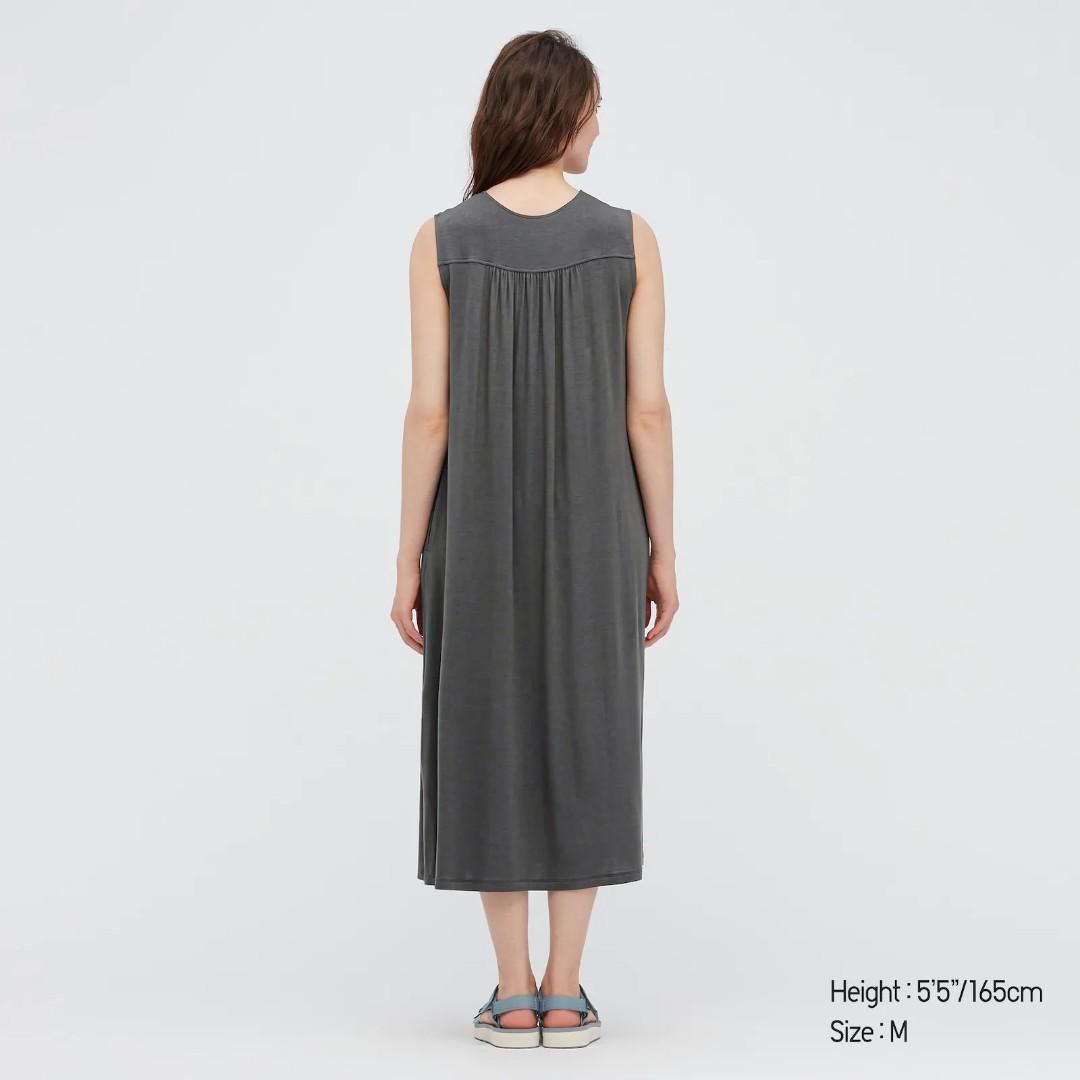 uniqlo women drape jersey sleeveless dress Women s Fashion