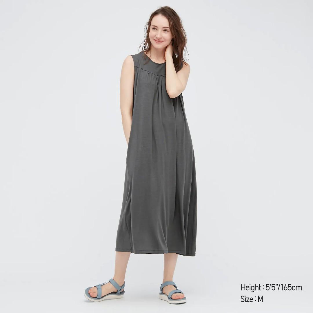uniqlo women drape jersey sleeveless dress Women s Fashion