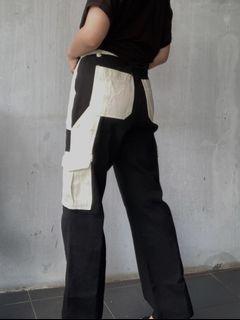 Wear threek colorblock two tones cargo jeans #januarysale
