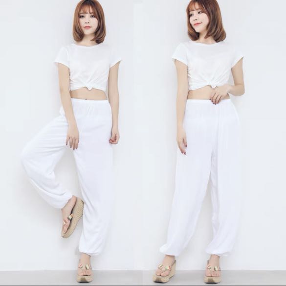 Taobao basic White dance pants, Women's Fashion, Activewear on Carousell