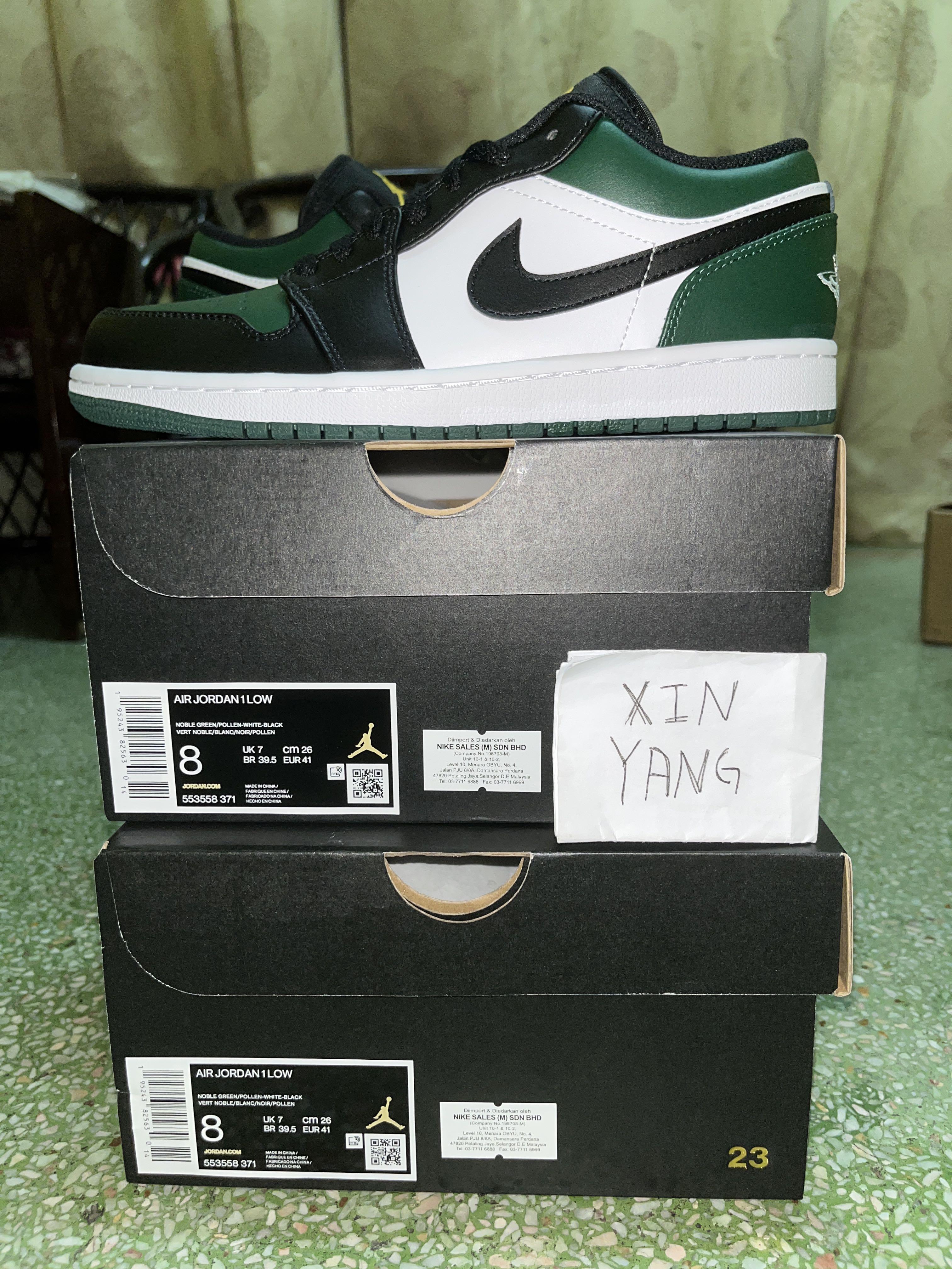 Wts jordan 1 low green toe uk7 rm545 bnds aj1 low Men s Fashion