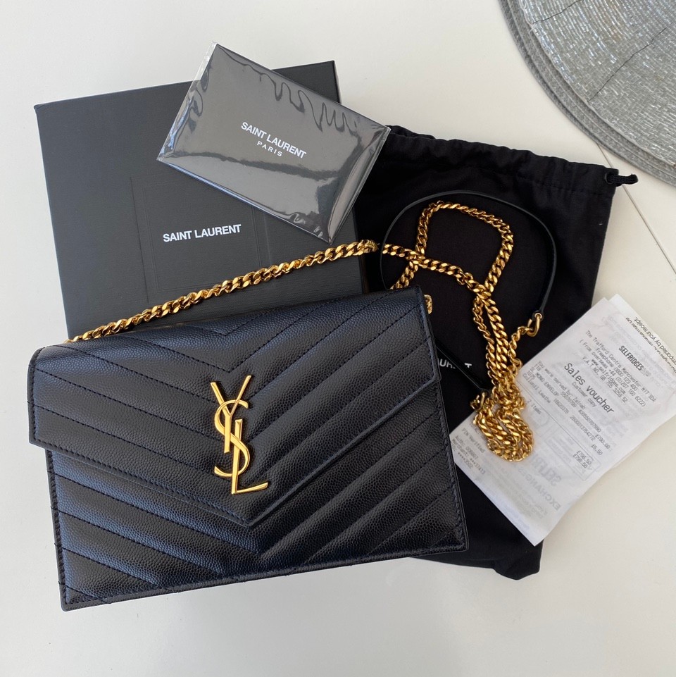 Ysl envelope chain wallet black deals