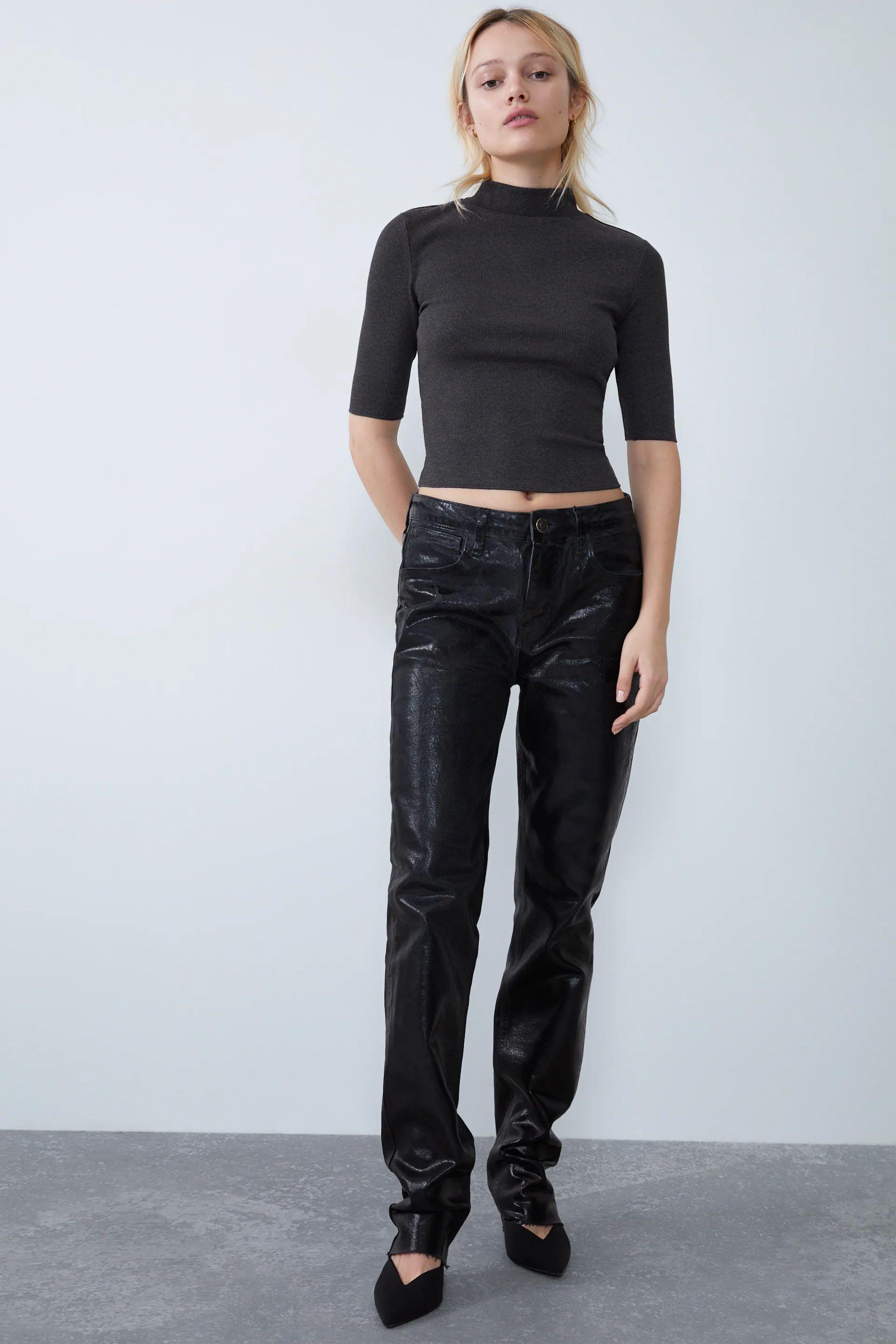 zara black high neck t shirt