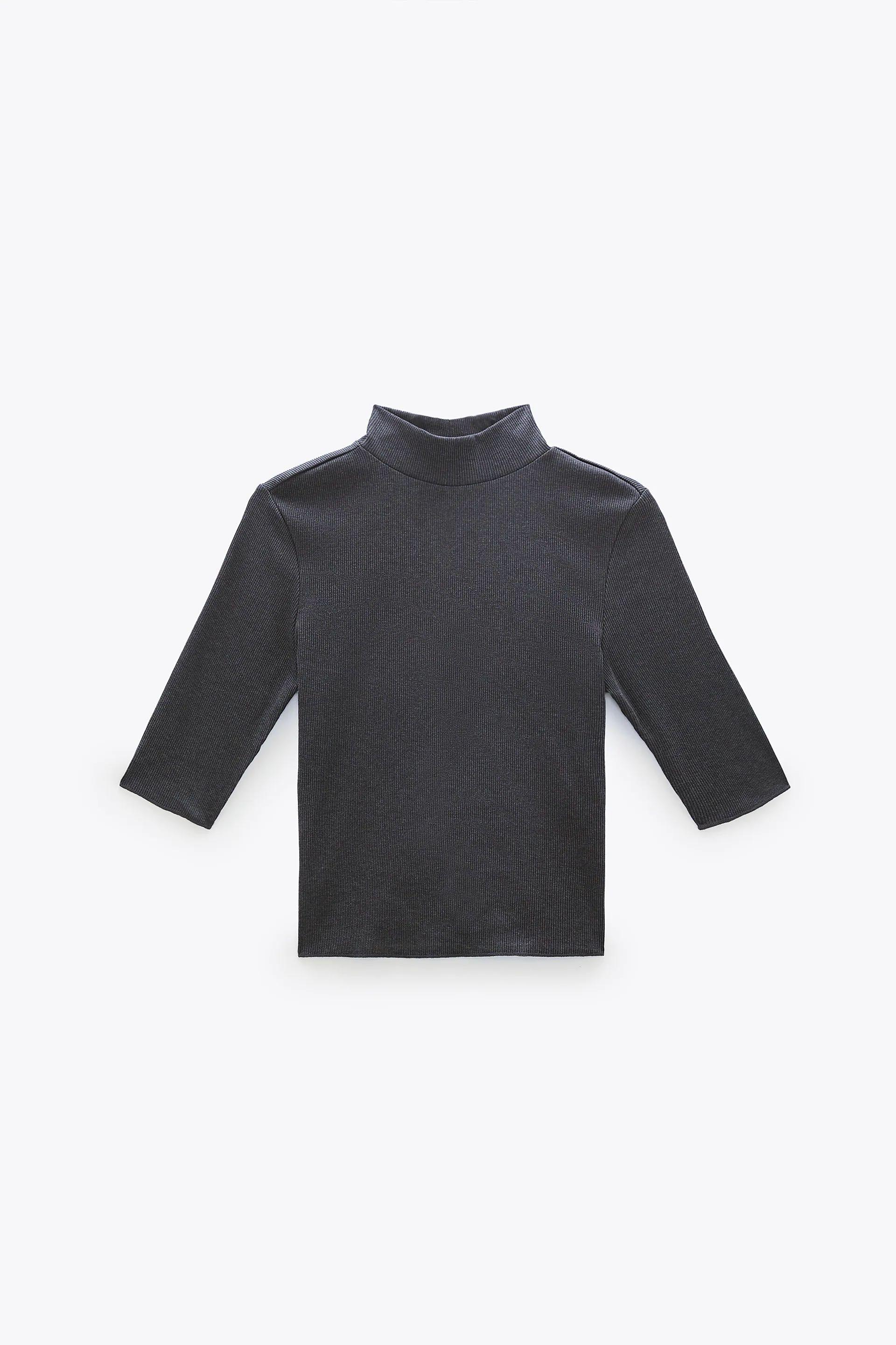 zara black high neck t shirt