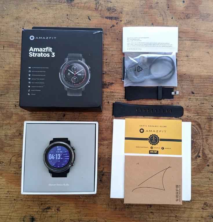 Amazfit Stratos 3 Smartwatch Fullset Mulus Garansi resmi Vo2 max