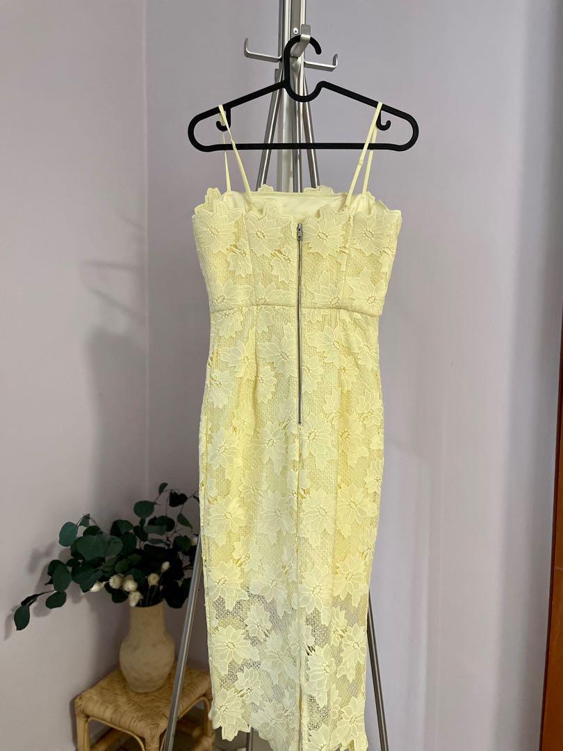 Bardot Yellow Lace Dress UK6