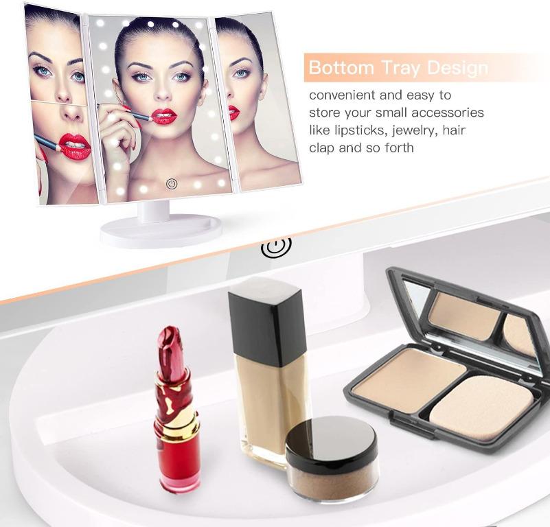 BESTOPE Lighted Makeup Mirror 2X/3X Magnification Vanity Mirror Tri