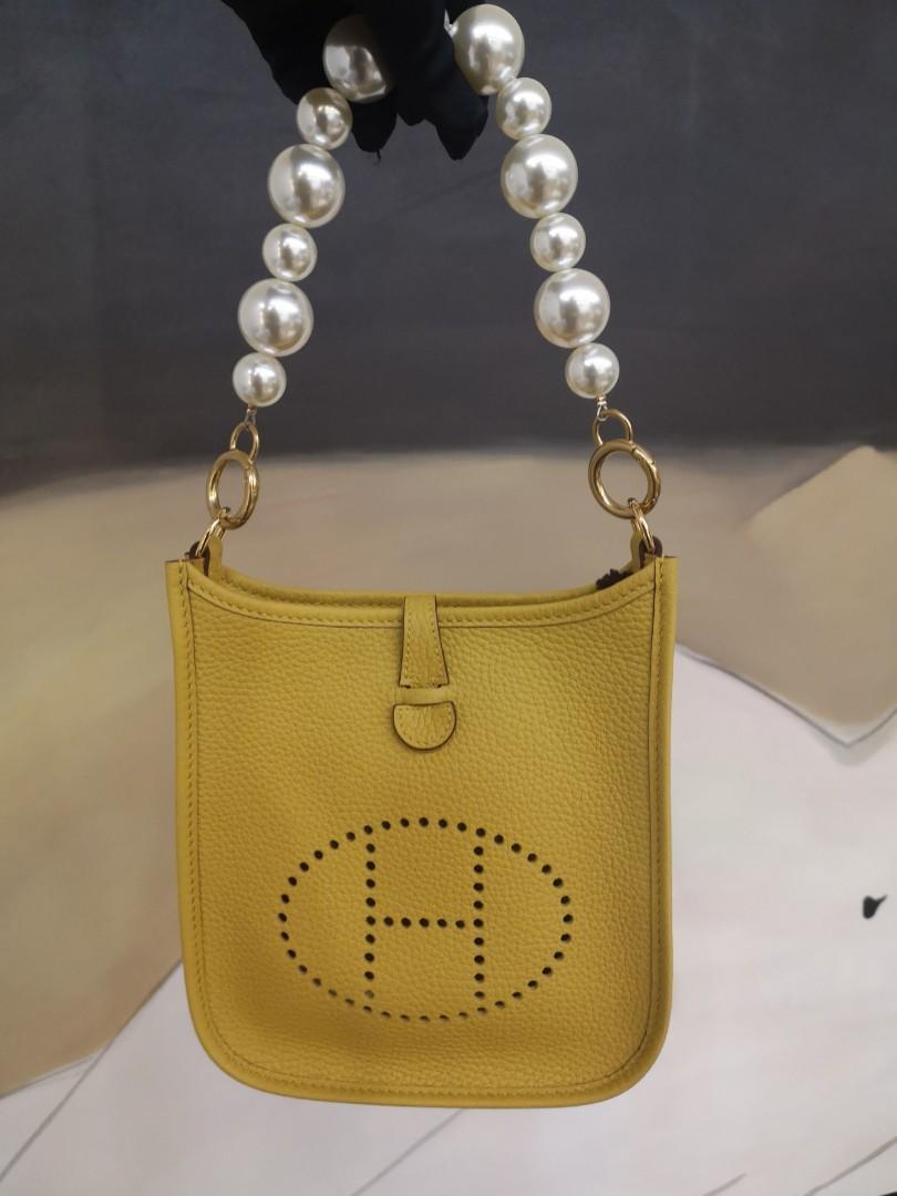 Hermes Evelyne TPM Bag Jaune Ambre Clemence Leather Gold Hardware –  Mightychic