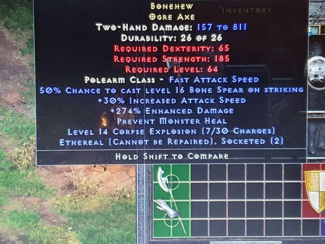 Bonehew Ogre Axe (Ethereal) D2R Diablo II Resurrected (Softcore) (PC