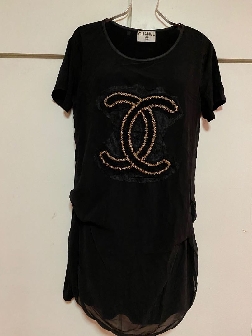 Chanel black big logo dress, Women's Fashion, Dresses & Sets, Dresses on  Carousell