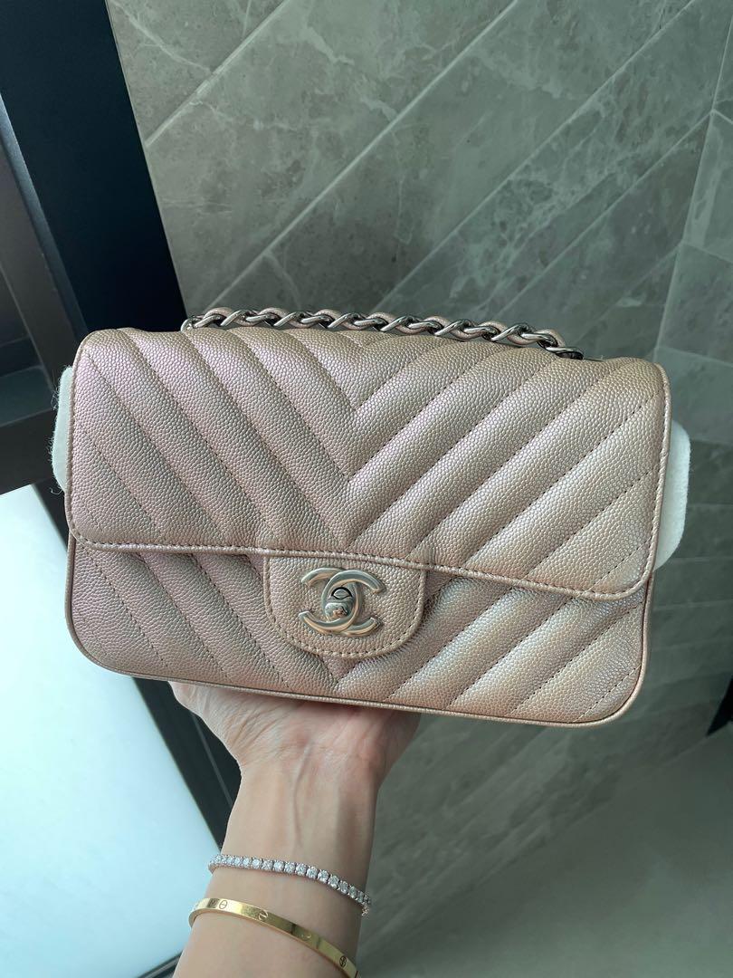 Chanel rose gold hot sale chevron mini
