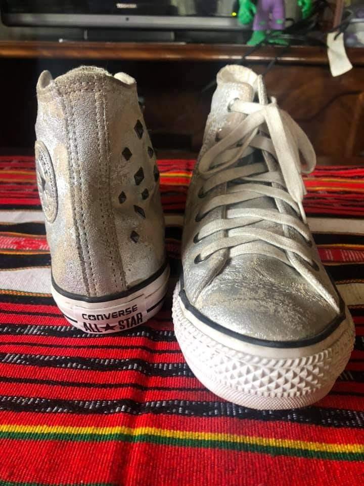 CONVERSE silver leather sneakers S39 Women s Fashion Footwear