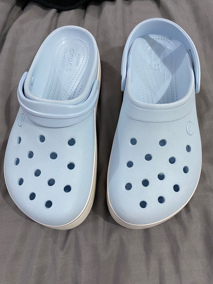 Crocs Crocband Platform Mineral Blue, Men's Fashion, Footwear, Slippers ...