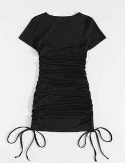 Drawstring ruched bodycon dress