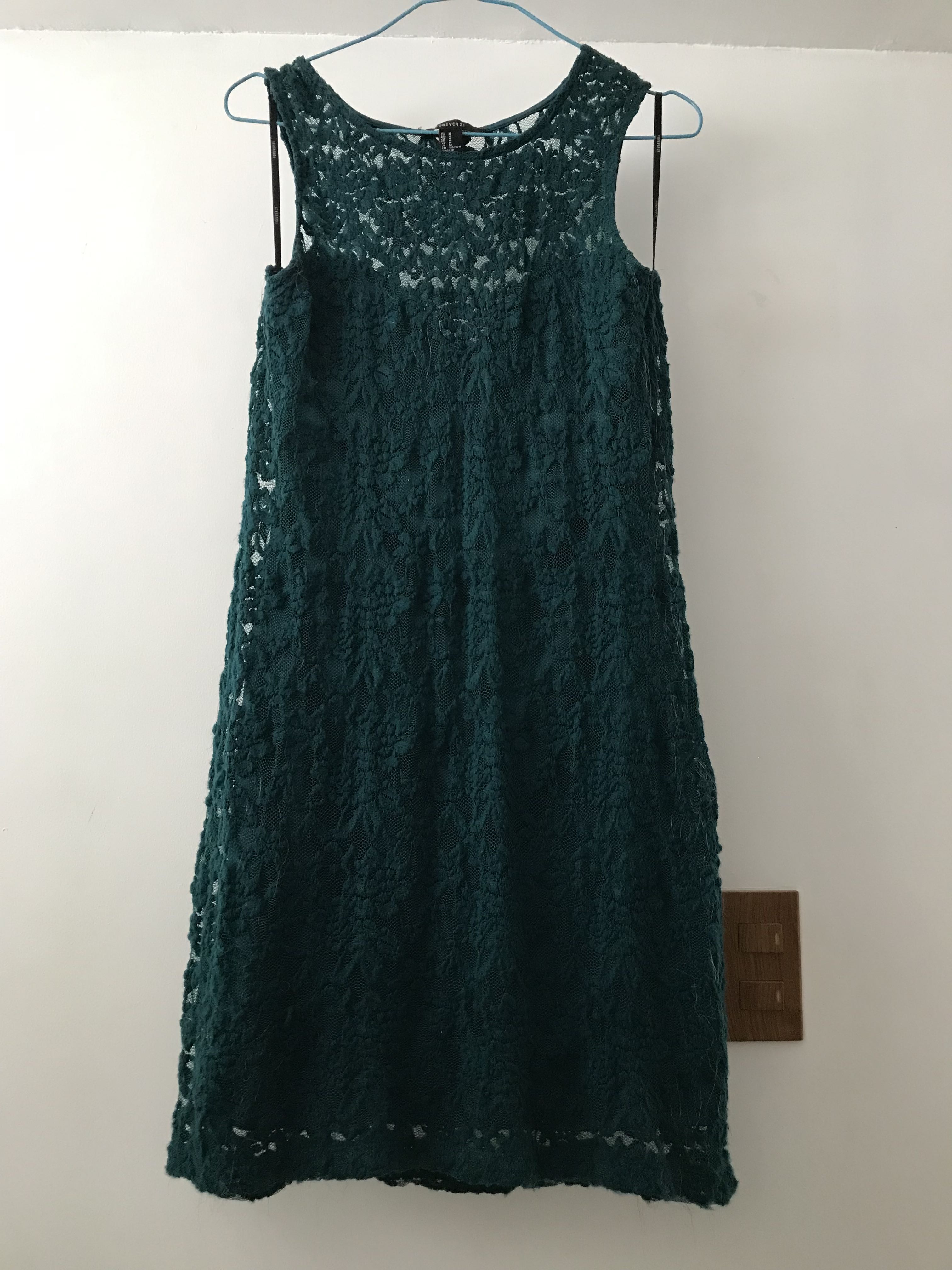 Forever 21 Emerald Green Lace Cotton Dress Women s Fashion