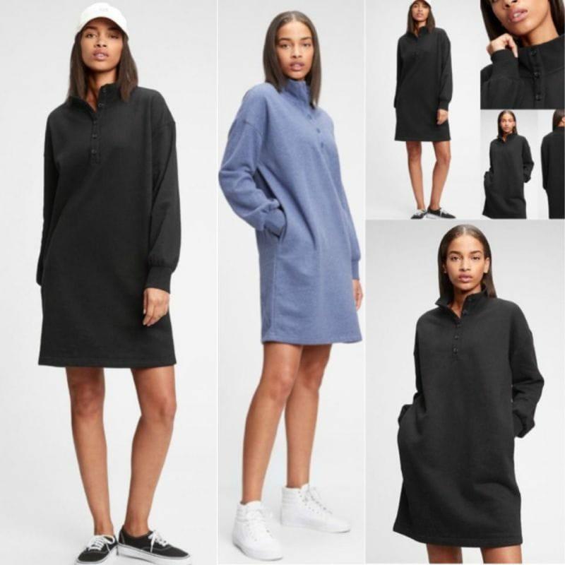 GAP fleece henley sweatshirt dress 