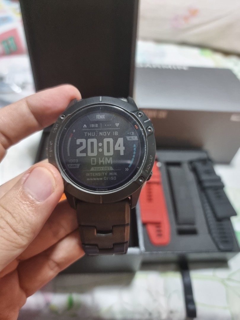 Garmin watch fenix 6x pro solar titanium with titanium band outlet