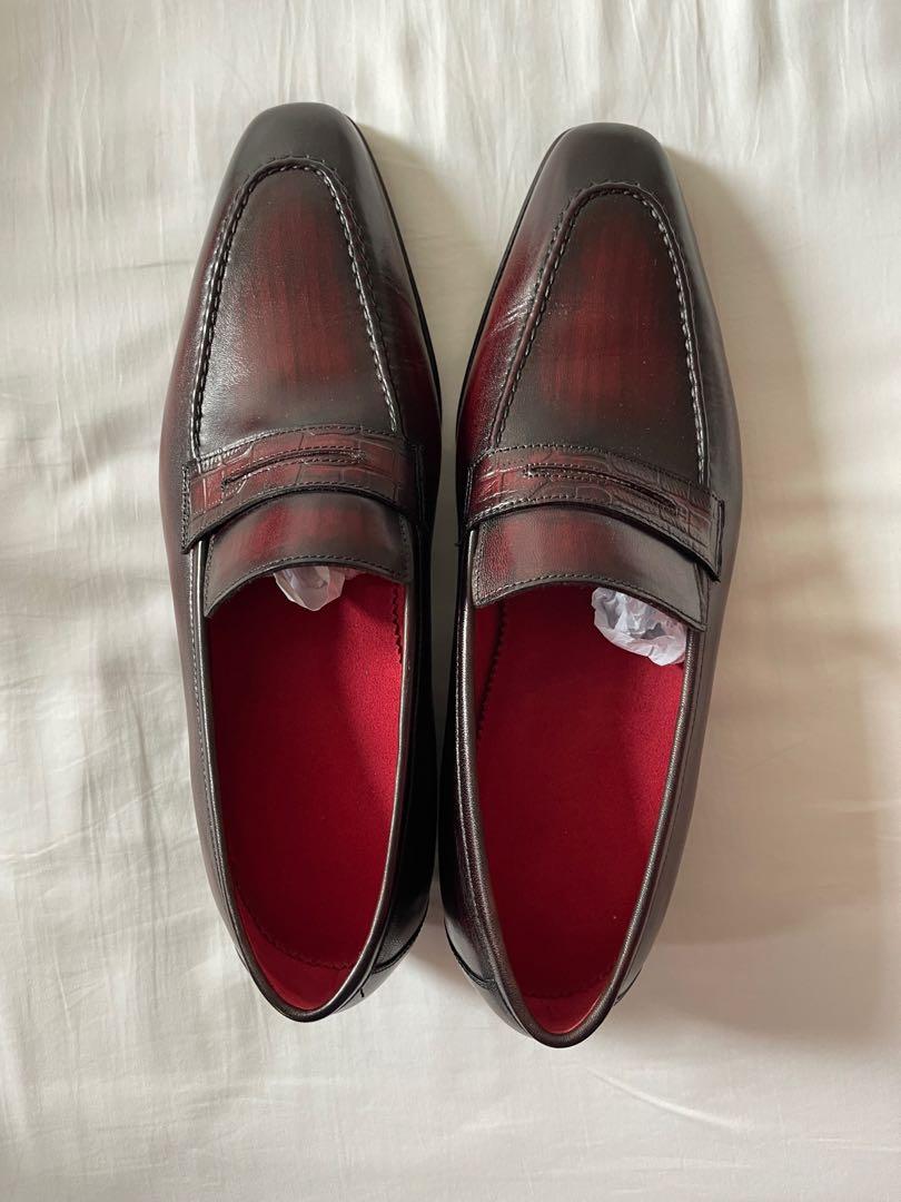 Genuine leather loafers Brand New red burgundy cognac colour