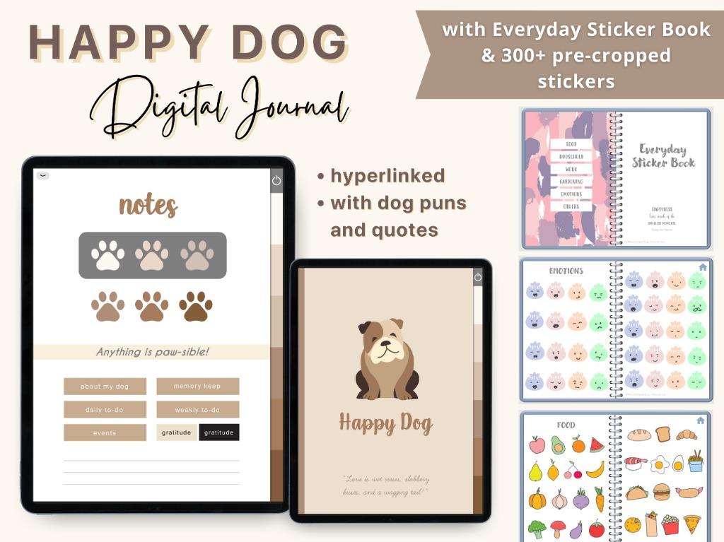Happy Dog Journal & Everyday Stickers Package (Category: Other Gadgets) located in Quezon City. Submitted by miravelamerchandise (Listing ID 1126417233, Image 1). Description: HOW TO AVAIL: ✨ Send your payment via GCash/Paymaya/Coins.ph: 09953262074 ✨Message me your email address ✨ I'll send you the PDF access link through email :) Brighten up your day with these DOG ILLUSTRATIONS and PUNS on your digital journal! 🐶 Add some creativity to your j