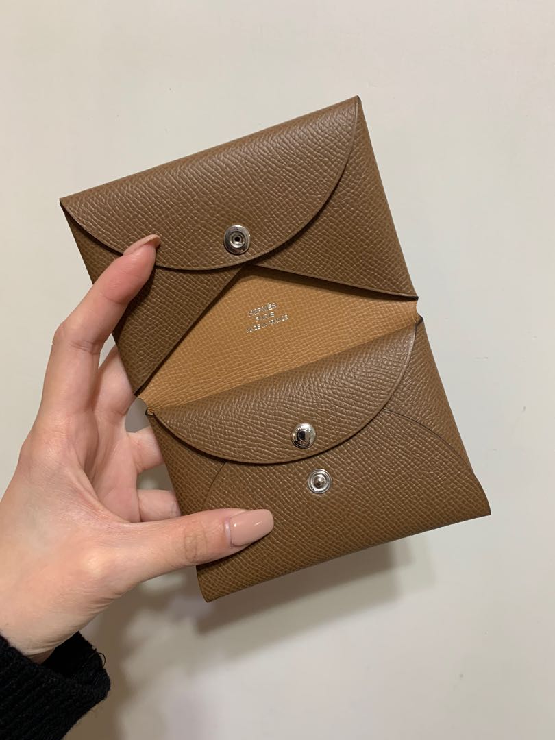 Hermes Calvi Duo Card Holder, 名牌, 手袋及銀包- Carousell