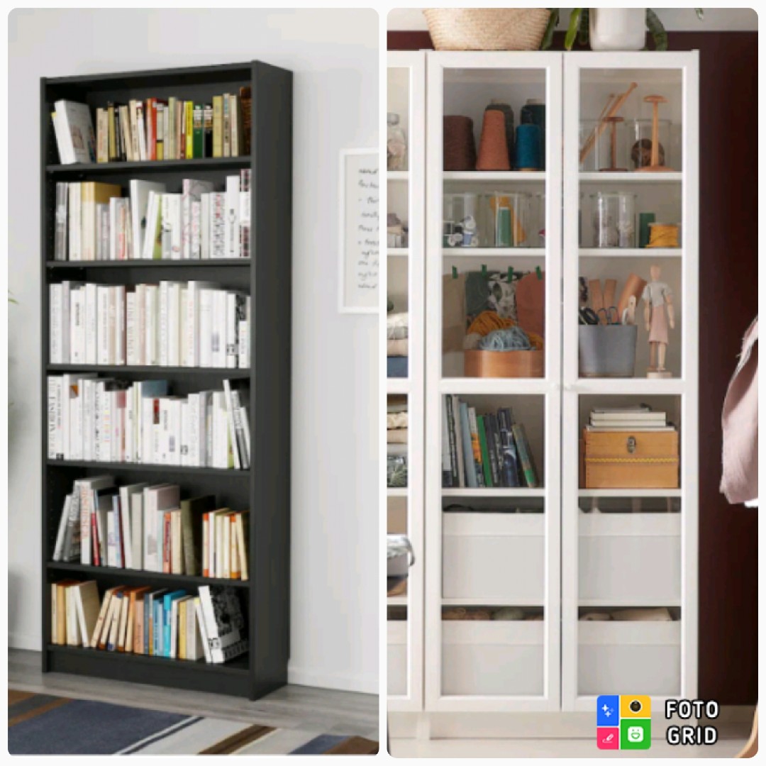 White billy bookcase on sale with black doors