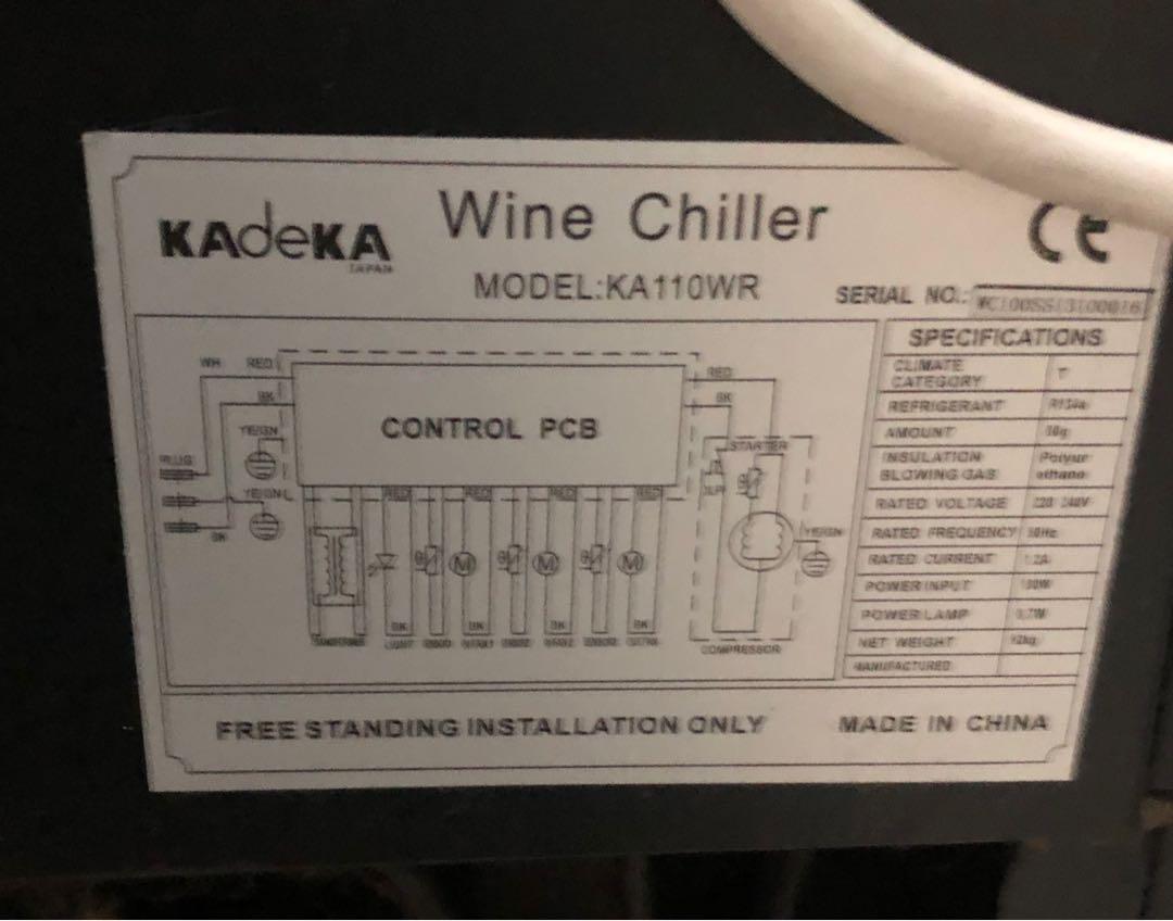 KADEKA Wine Chiller 110 bottles, TV & Home Appliances, Kitchen