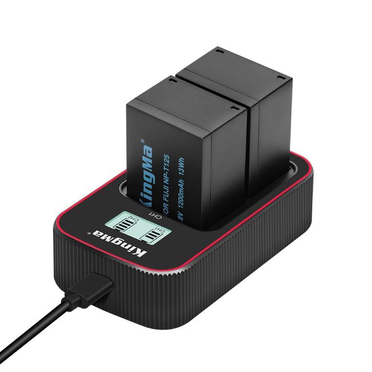 KingMa] NP-T125 Camera Battery and Dual LCD Display Charger for