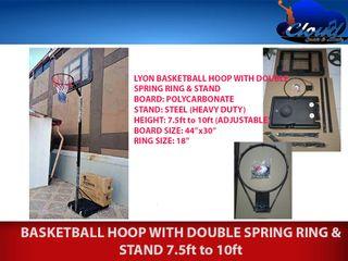 LYON BASKETBALL HOOP WITH DOUBLE SPRING RING & STAND 7.5ft to 10ft