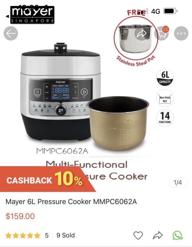 Mayer 6l 14 cooking functions pressure cooker hotsell mmpc6062